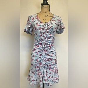 *DISNEY PRINCESS MULAN FLORAL FLUTTER SHORT SLEEVE RUCHED DRESS MEDIUM NWT